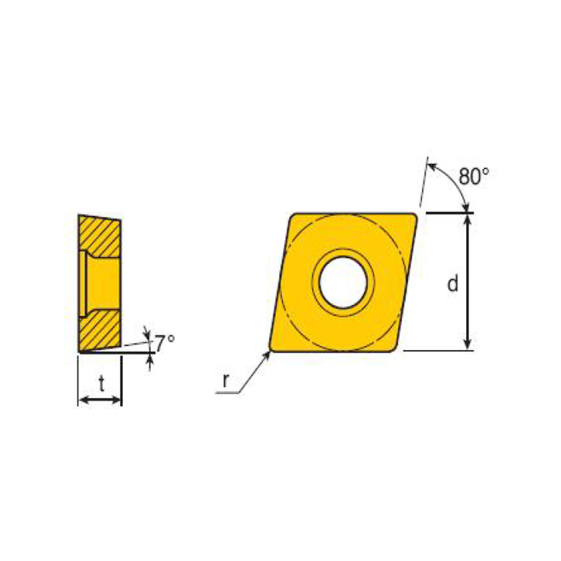  Insert RHOMBIC ANGLE ARRIERE POSITIF 7°