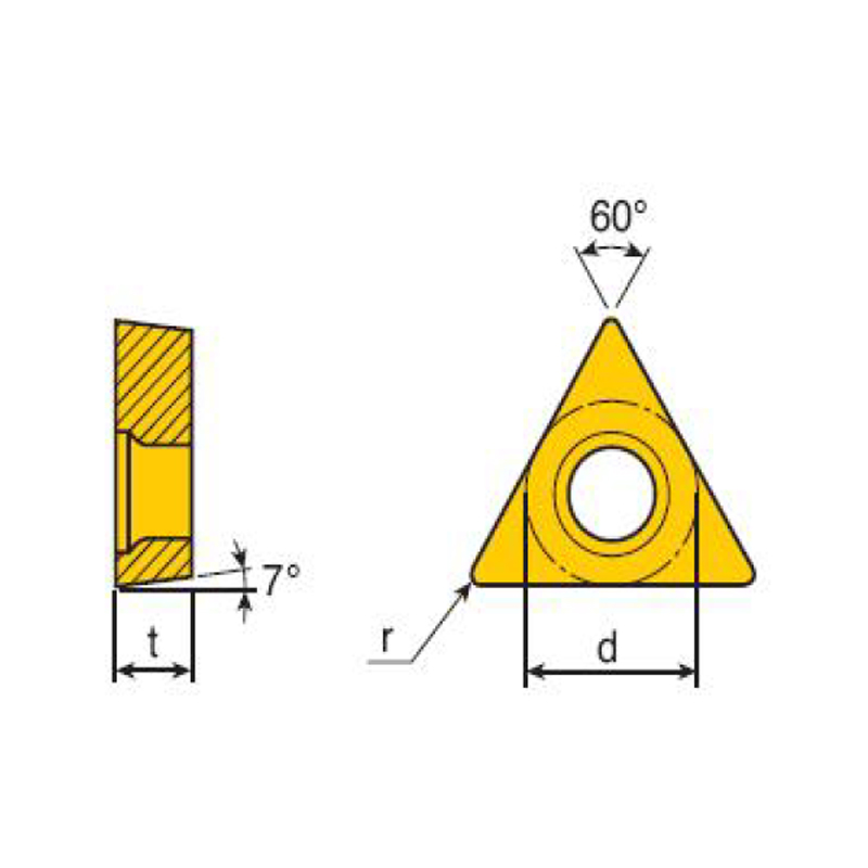  Insert TRIANGLE ANGLE ARRIERE POSITIF 7°