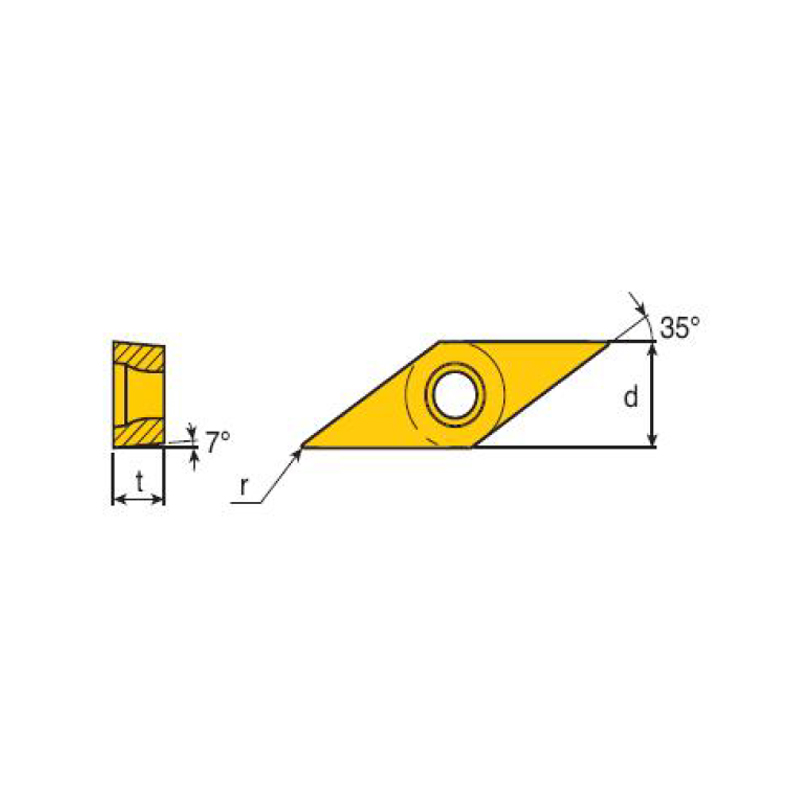  ANGLE ARRIERE POSITIF 7° Insert RHOMBIQUE 35°